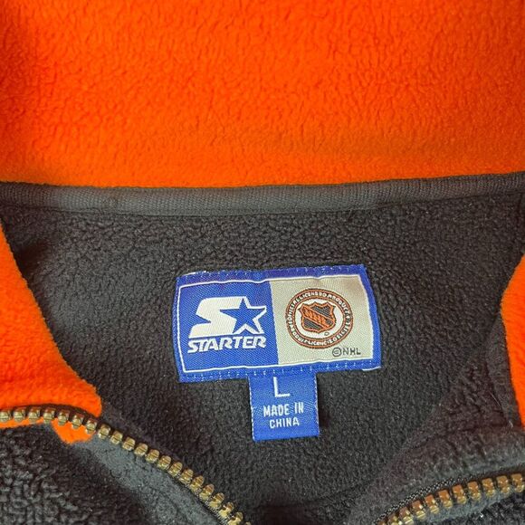 Vtg Starter NHL Philadelphia Flyers 1/4 Zip Mock Neck Fleece Pullover Men's L* - Picture 6 of 11